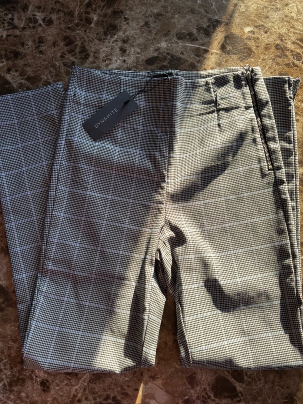 Dynamite Men's Glen Plaid Dress Pants in Gray and Black